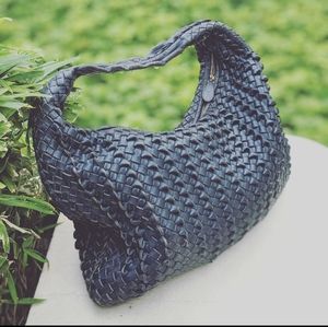 Bottega Veneta Napa intrecciato large Veneta Hobo navy